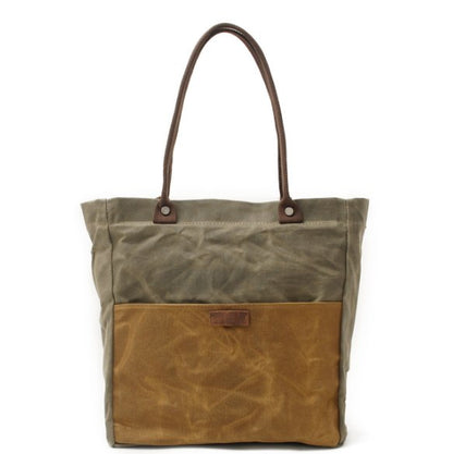 Vintage oil wax canvas handbag. Simple waterproof, with retro colors
