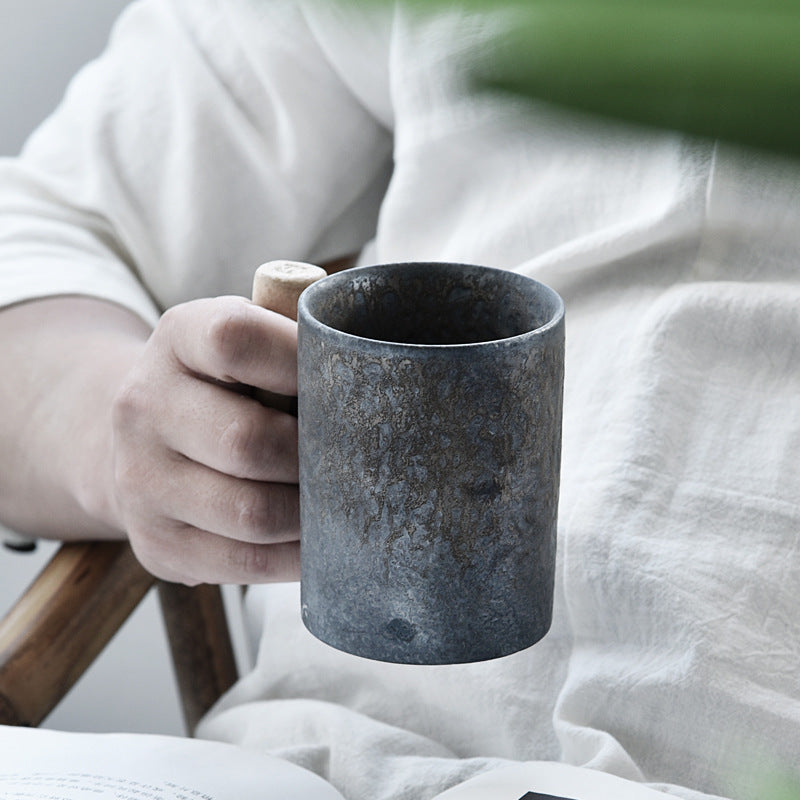 Handmade Retro Wooden Handle Mug