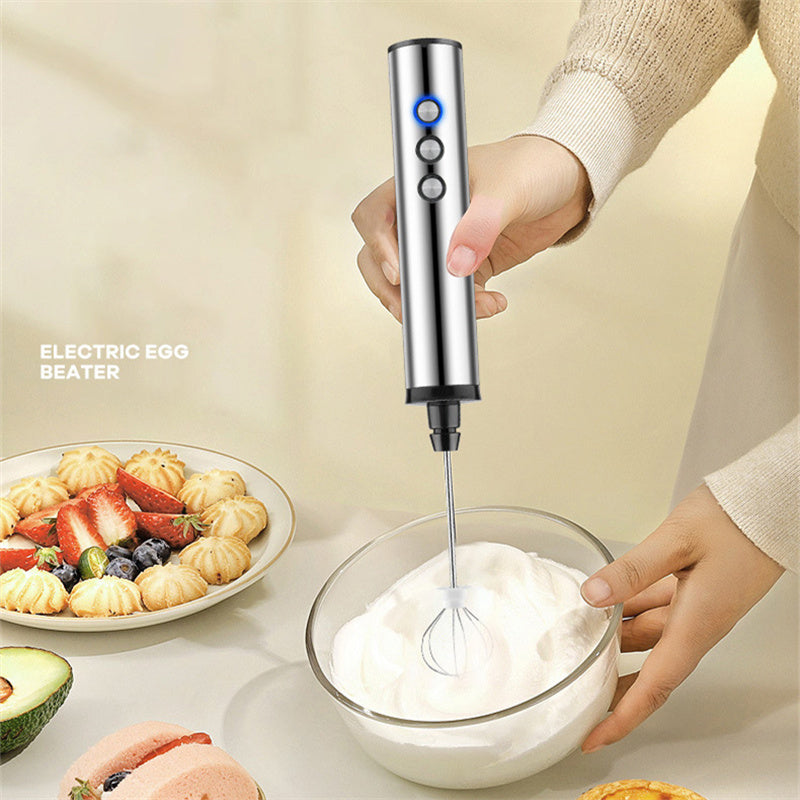 Rechargeable three-head milk frother