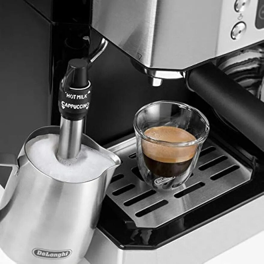 De"Longhi  All-in-One Combination Coffee Maker & Espresso Machine + Advanced Adjustable Milk Frother + Glass Coffee Pot 10-Cup, black