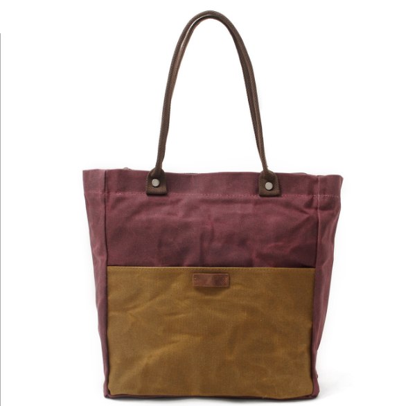 Vintage oil wax canvas handbag. Simple waterproof, with retro colors